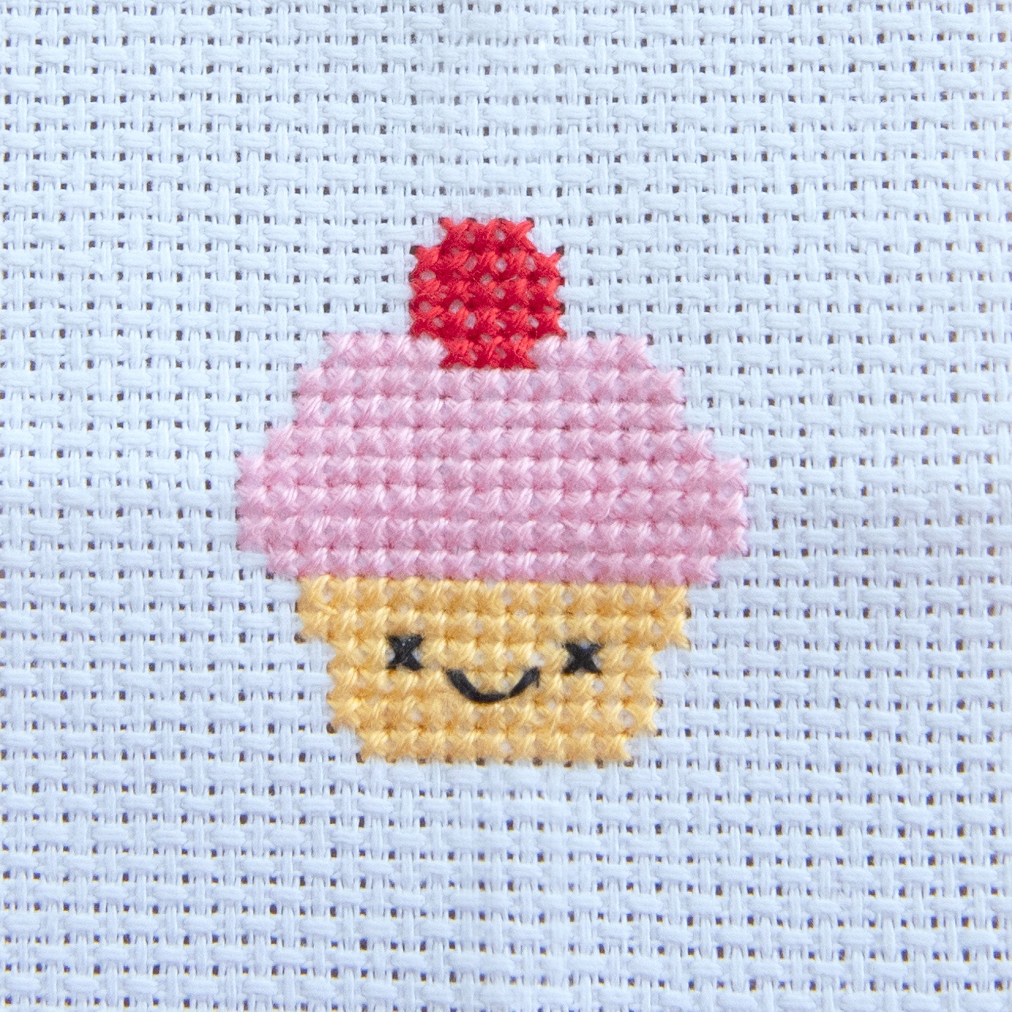 Mini Cross Stitch Kit With Kawaii Cup Cake In A Matchbox