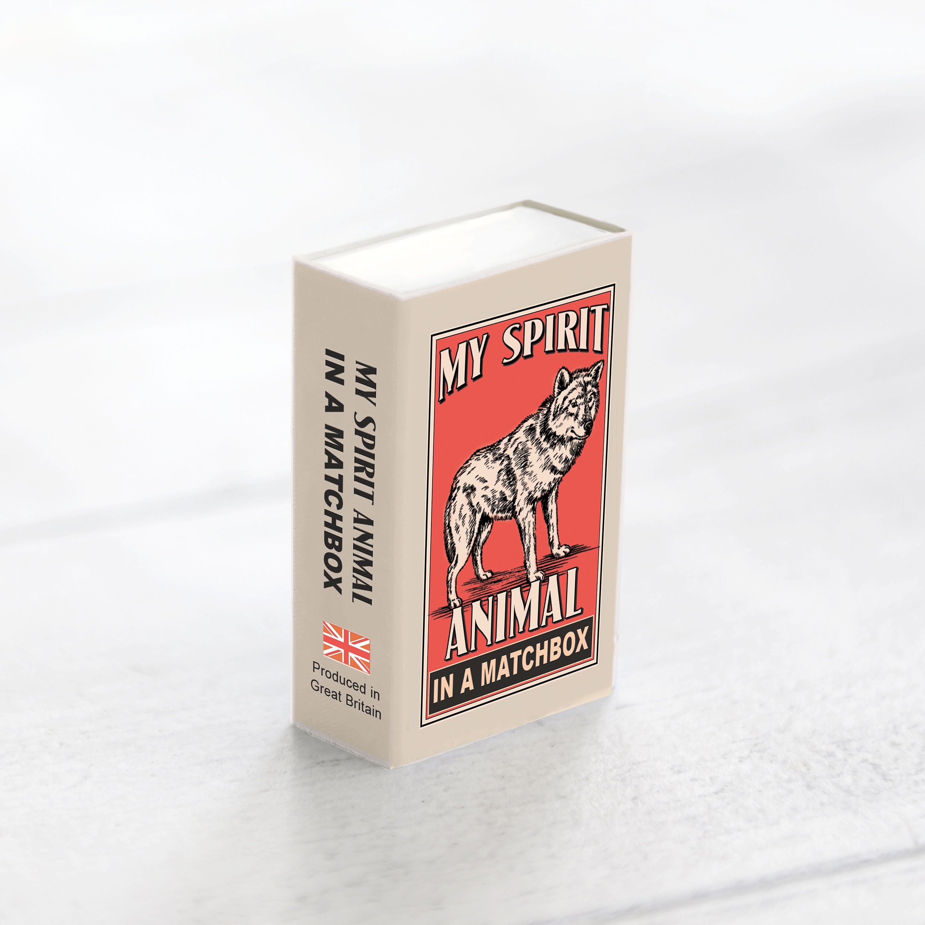 Wool Felt Wolf Spirit Animal Gift In A Matchbox
