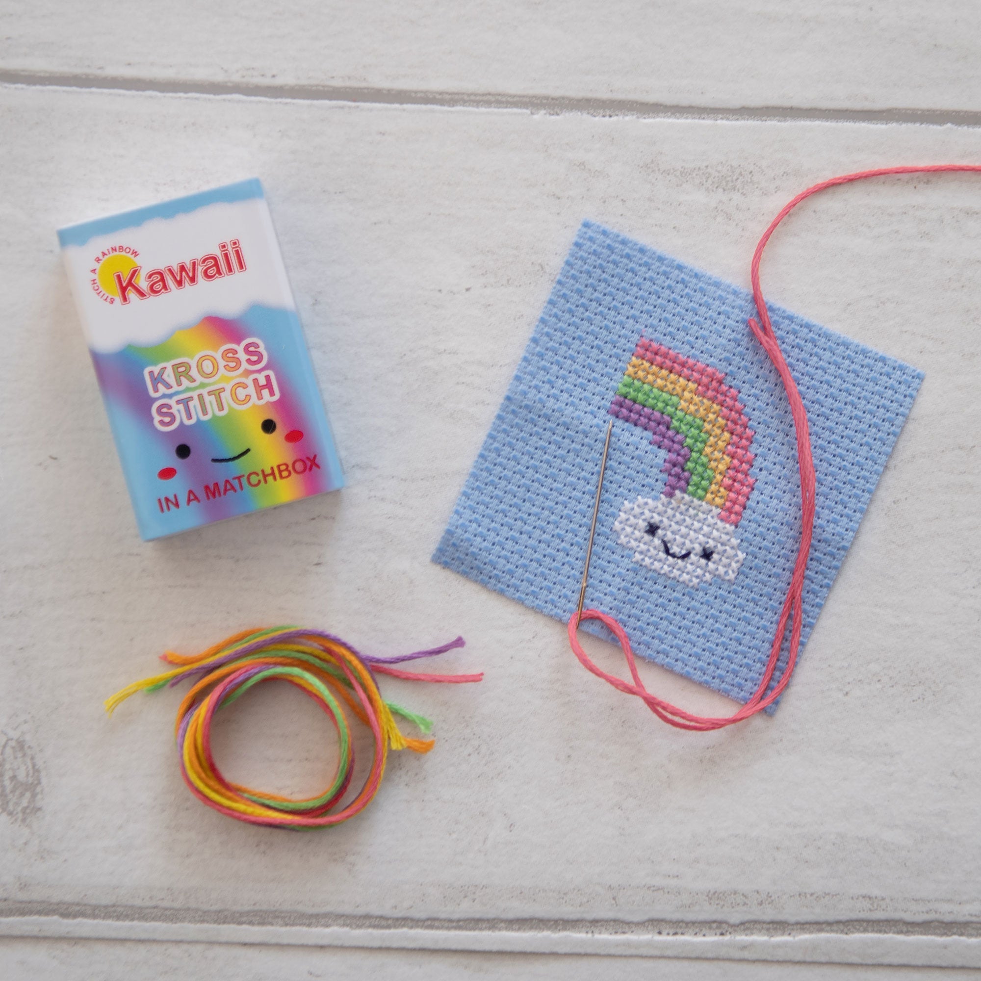Kawaii Rainbow Cloud Mini Cross Stitch Kit