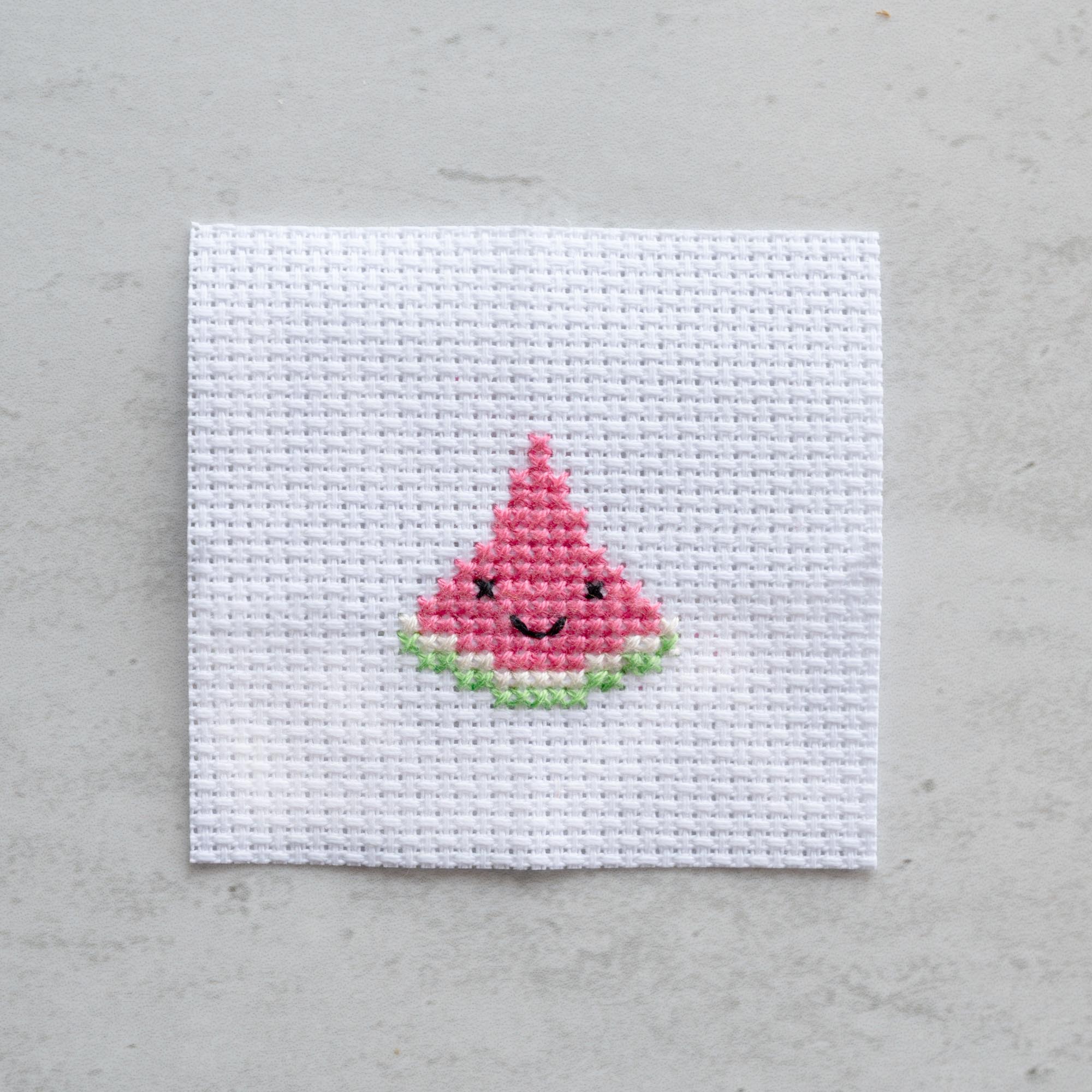 Mini Cross Stitch Kit With Kawaii Watermelon In A Matchbox
