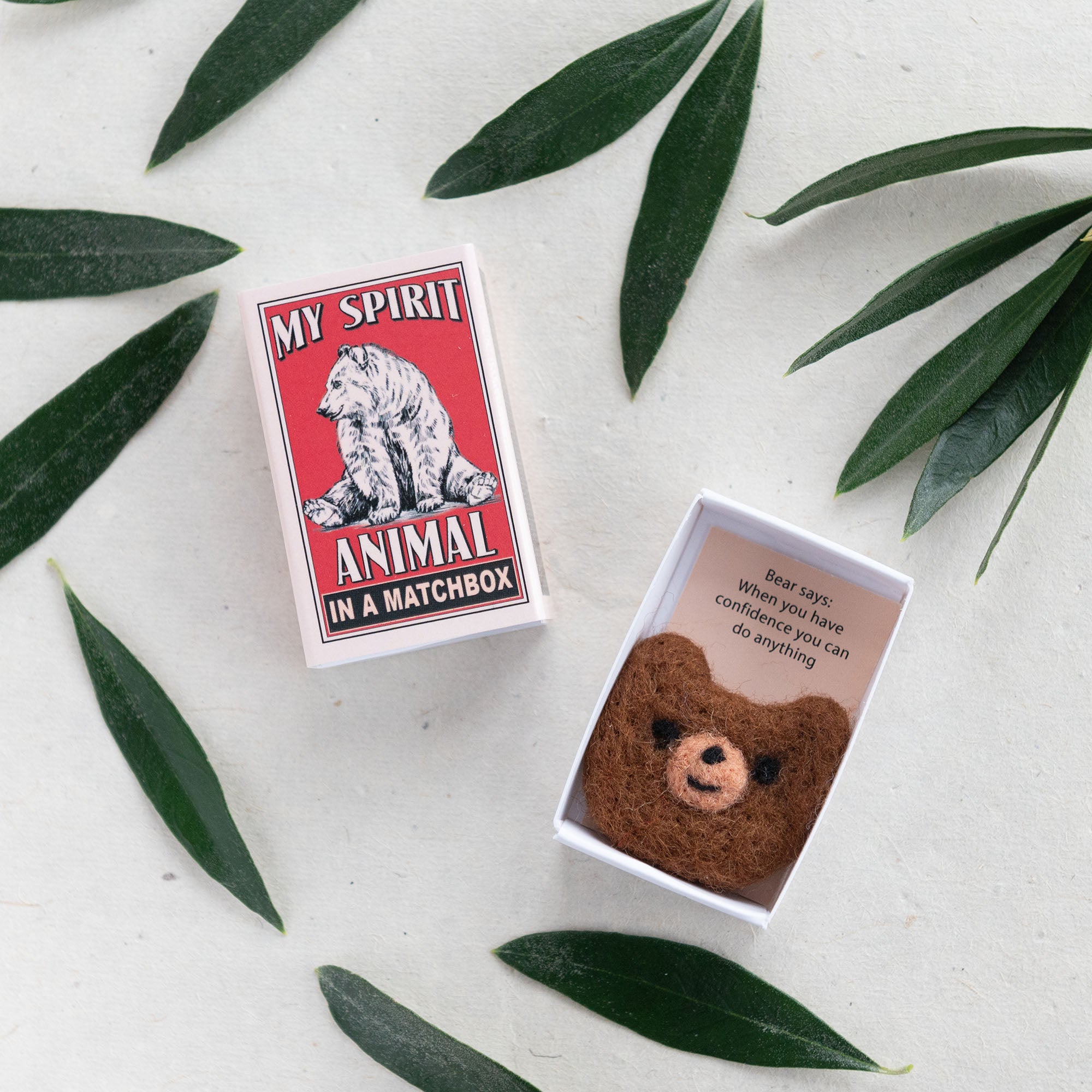Wool Felt Bear Spirit Animal In A Matchbox