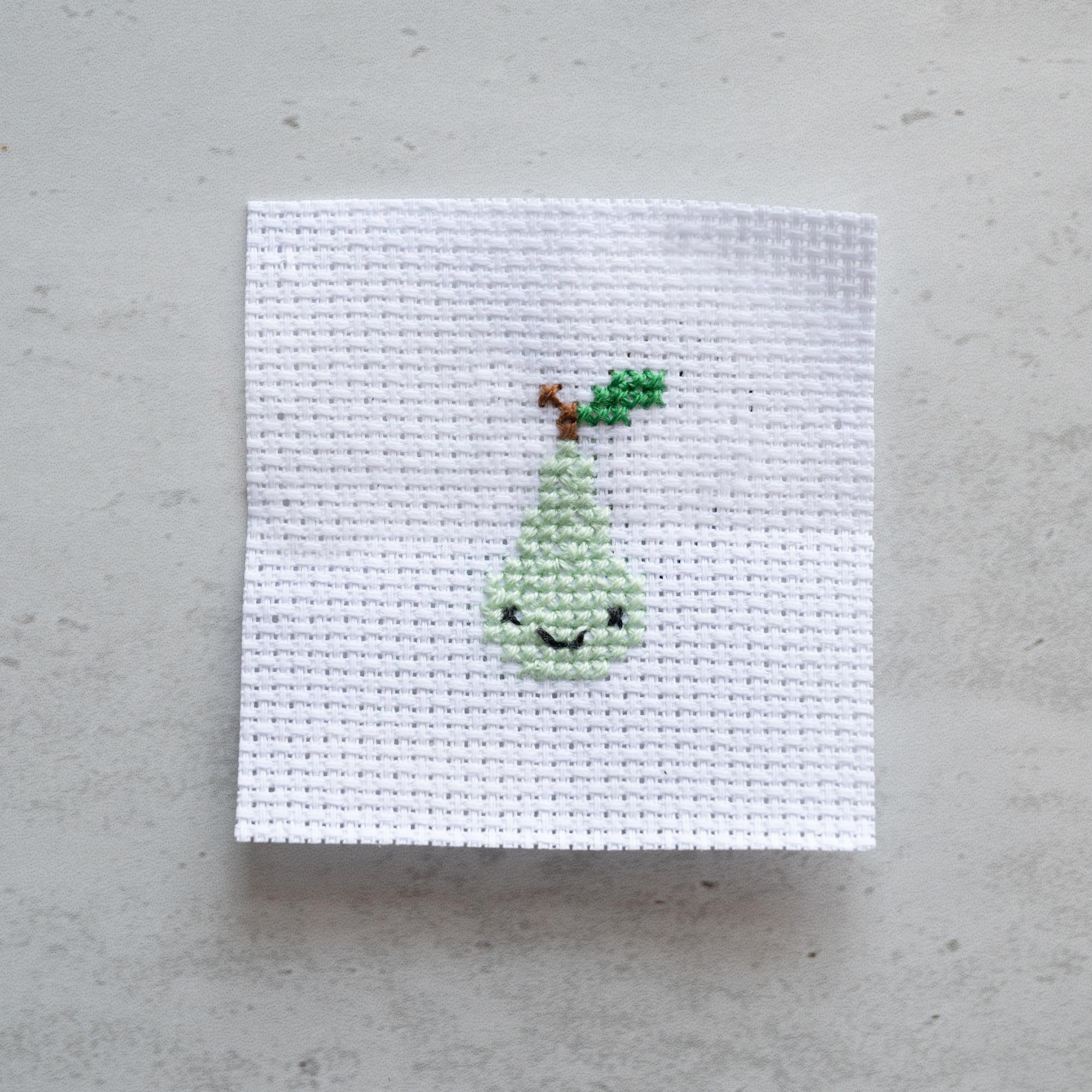 Mini Cross Stitch Kit With Kawaii Pear In A Matchbox