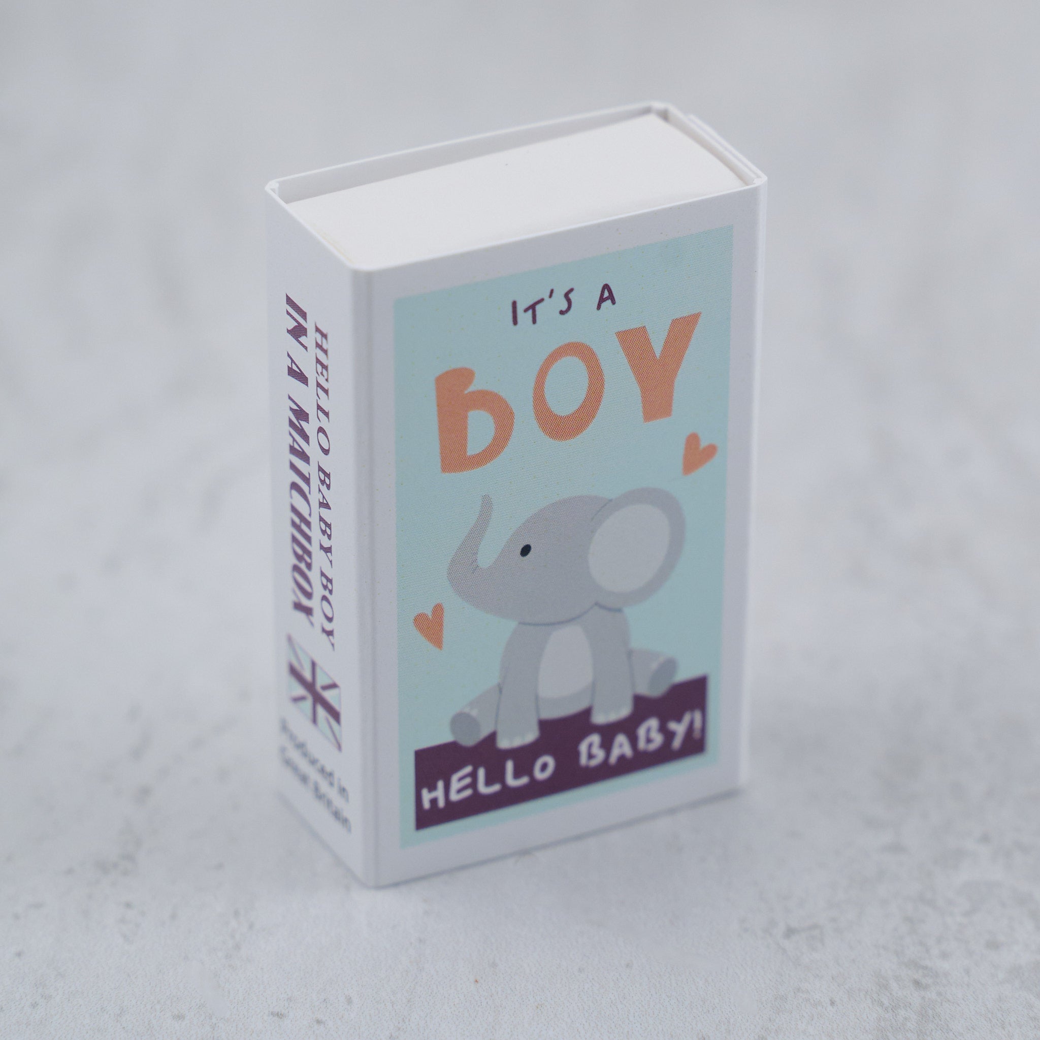 It’s A Boy Wool Felt Elephant In A Matchbox