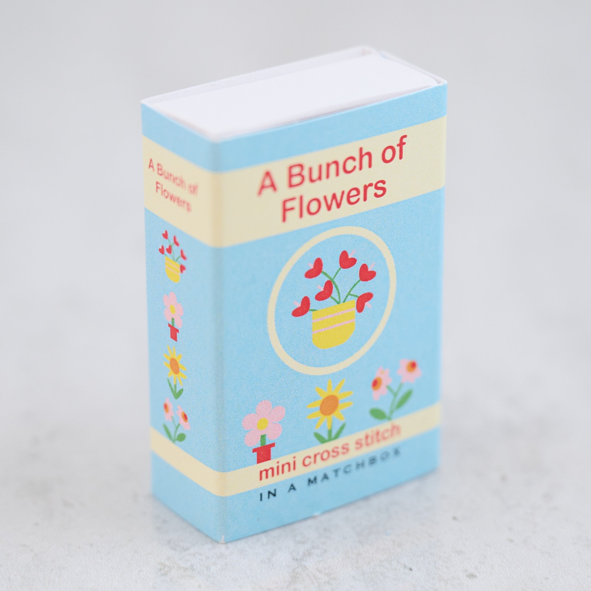 Bunch of Flowers Mini Cross Stitch Kit With Hoop In A Matchbox