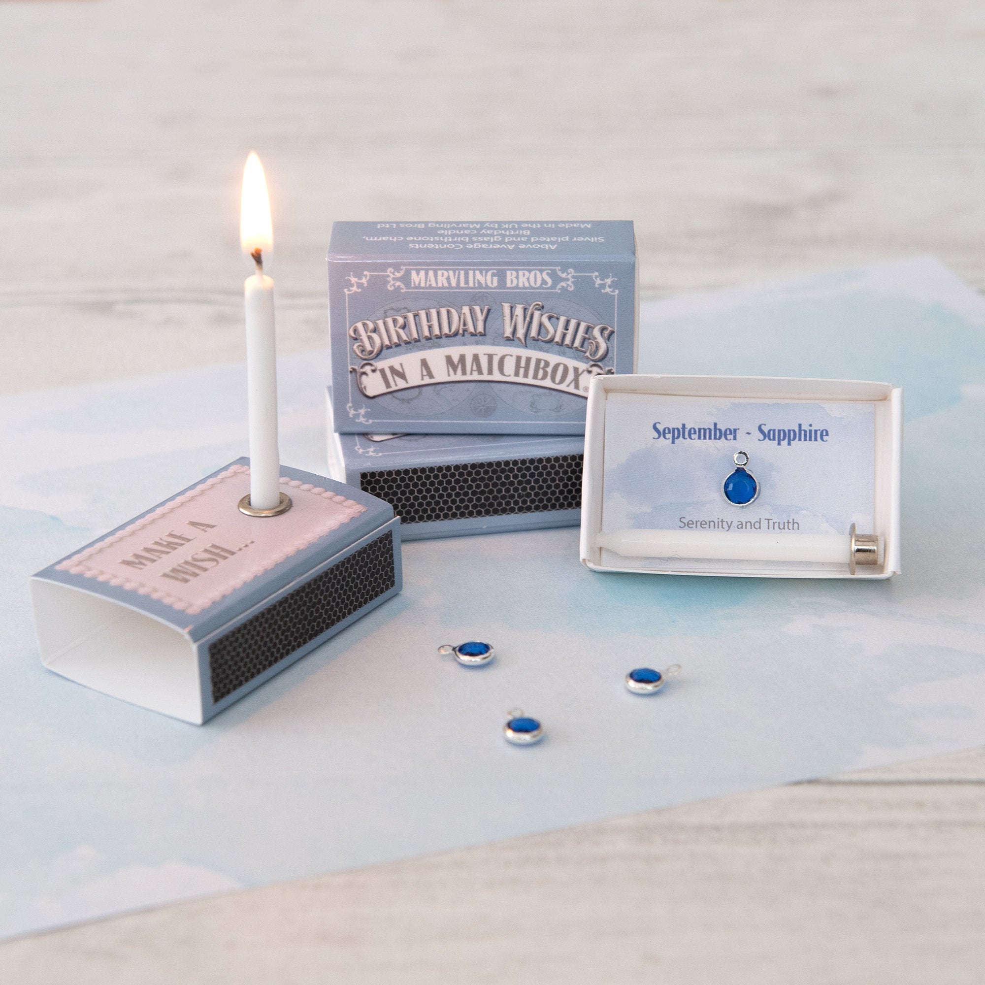 September Sapphire Birthstone And Birthday Candle Gift
