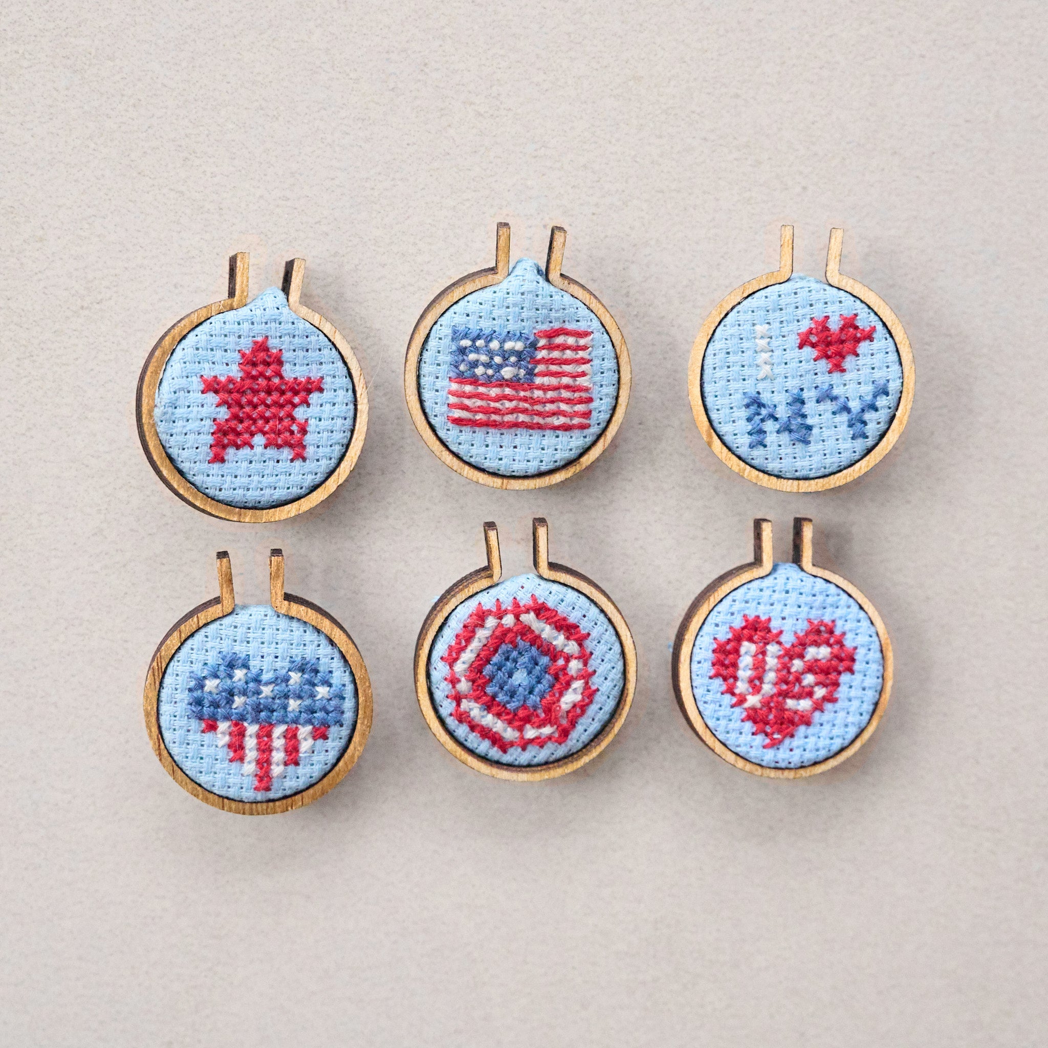 USA Mini Hoop Cross Stitch In A Matchbox