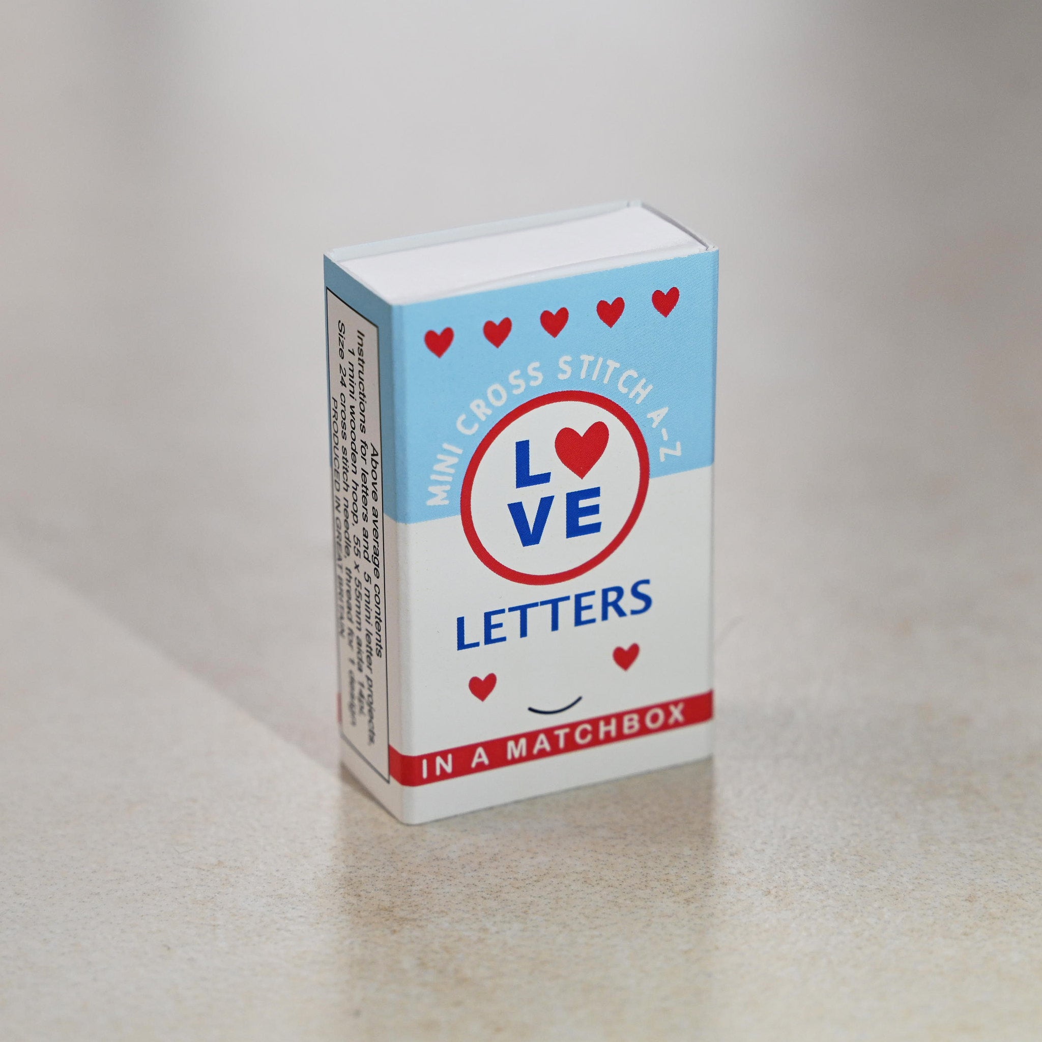 Love Letters Mini Hoop Cross Stitch  In A Matchbox