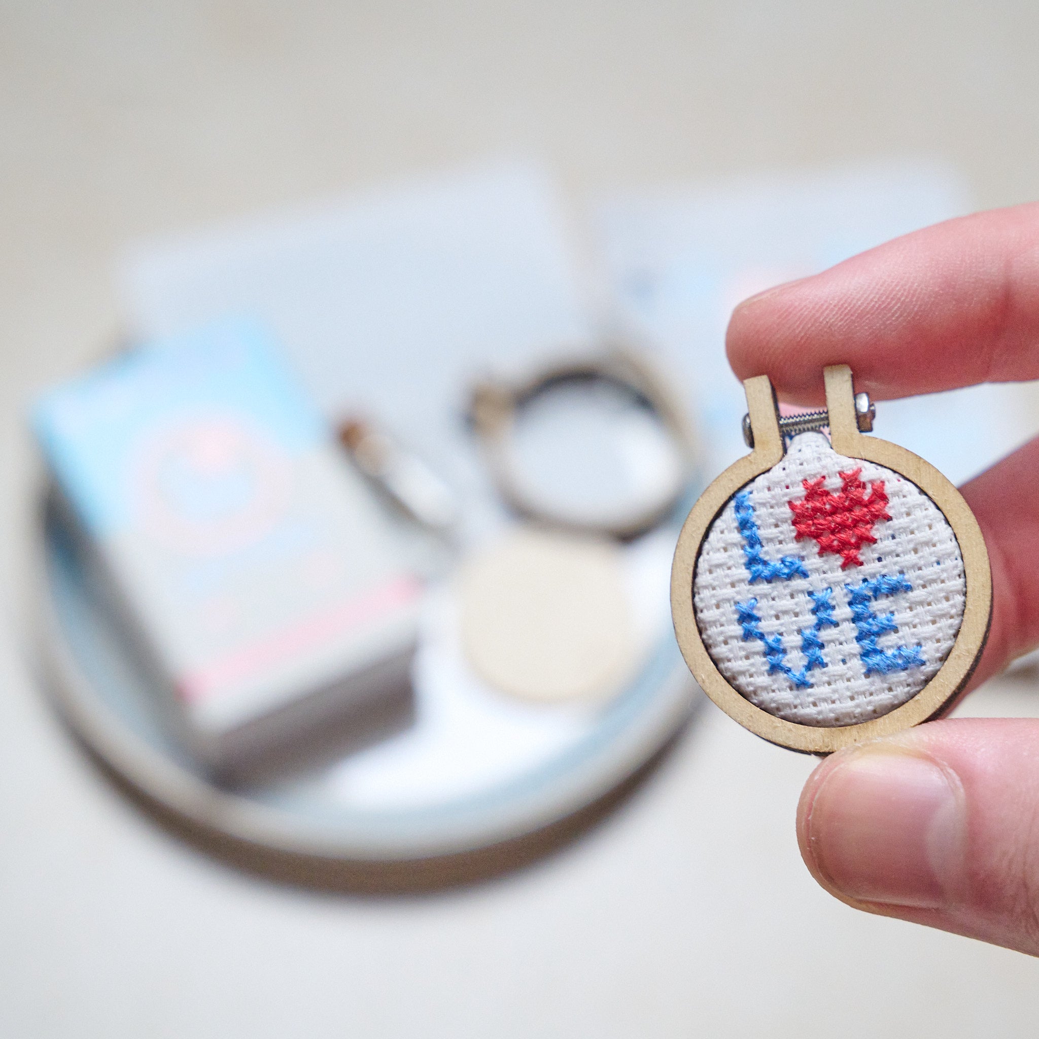 Love Letters Mini Hoop Cross Stitch  In A Matchbox