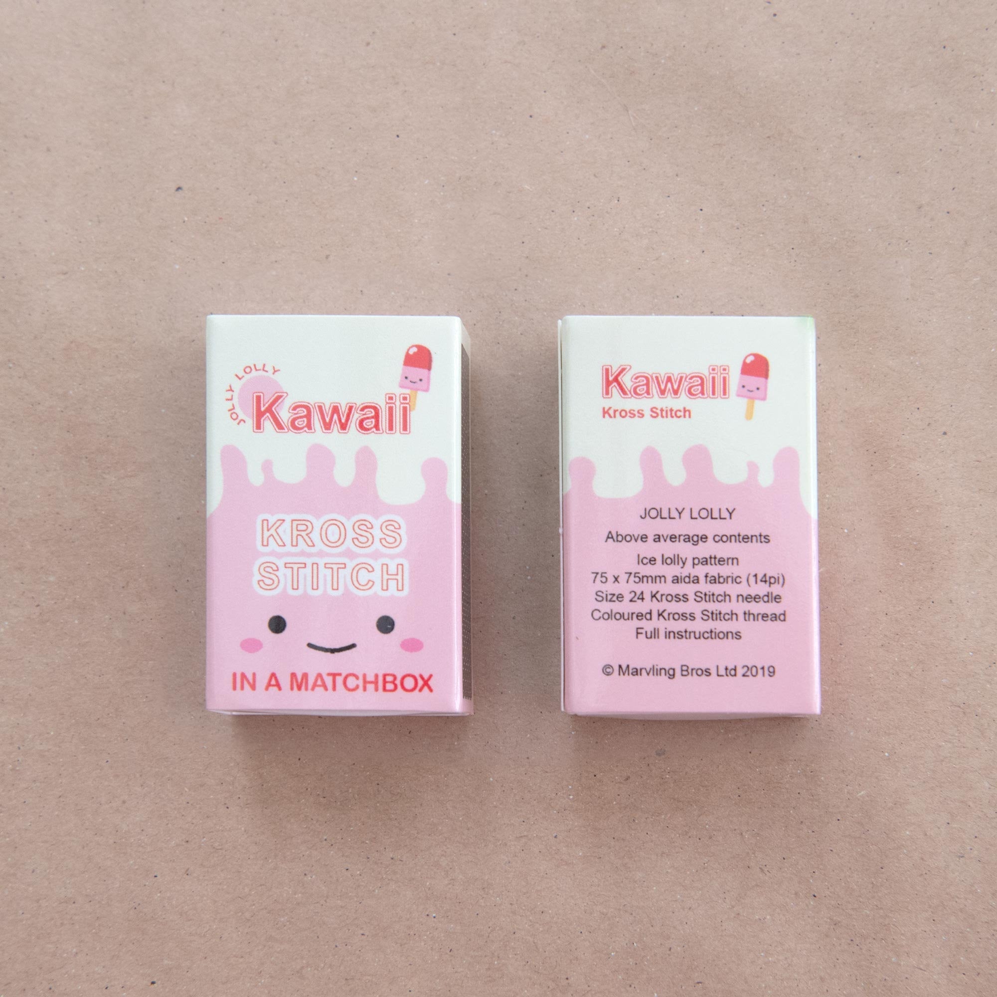 Mini Cross Stitch Kit With Kawaii Ice Lolly In A Matchbox
