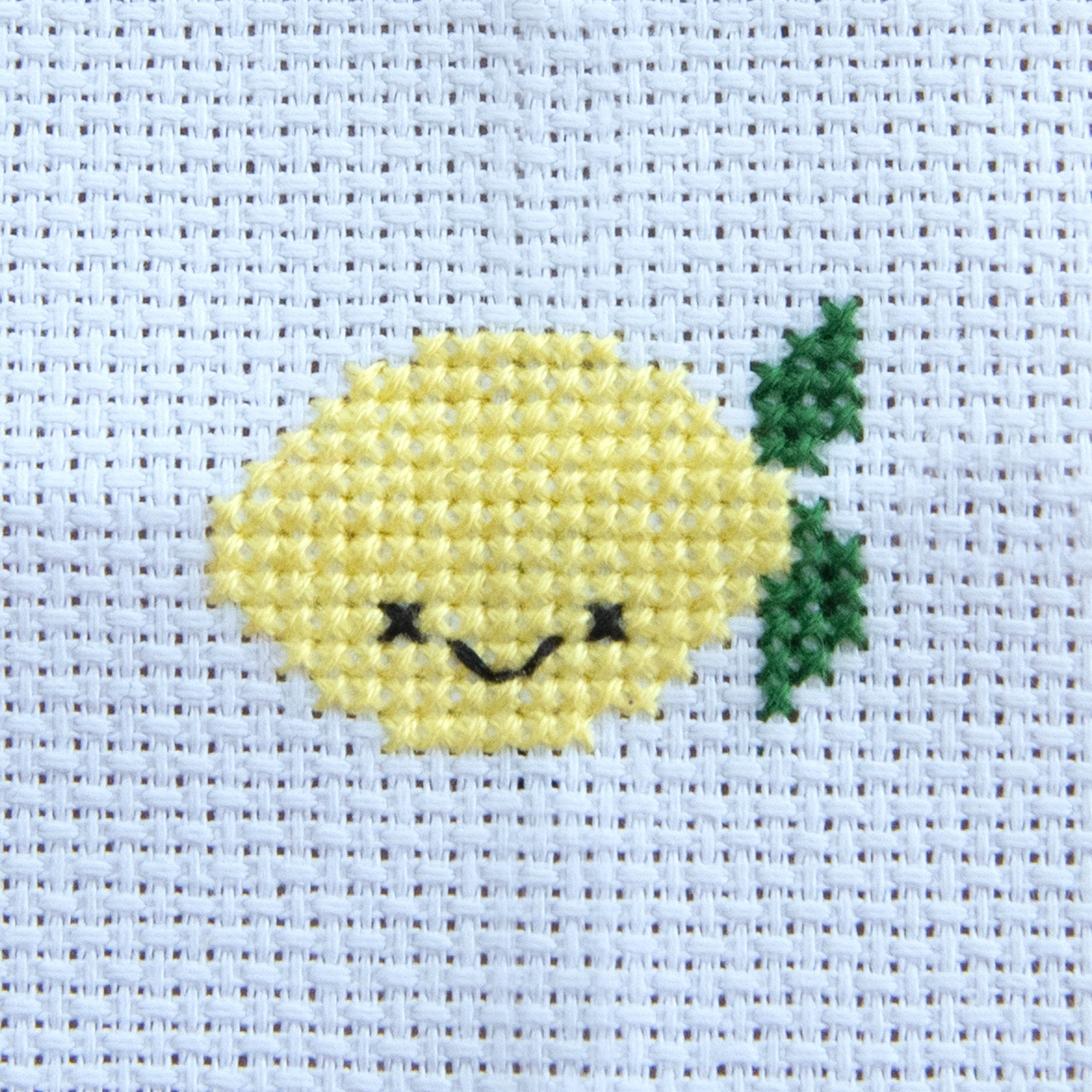 Mini Cross Stitch Kit With Kawaii Lemon In A Matchbox
