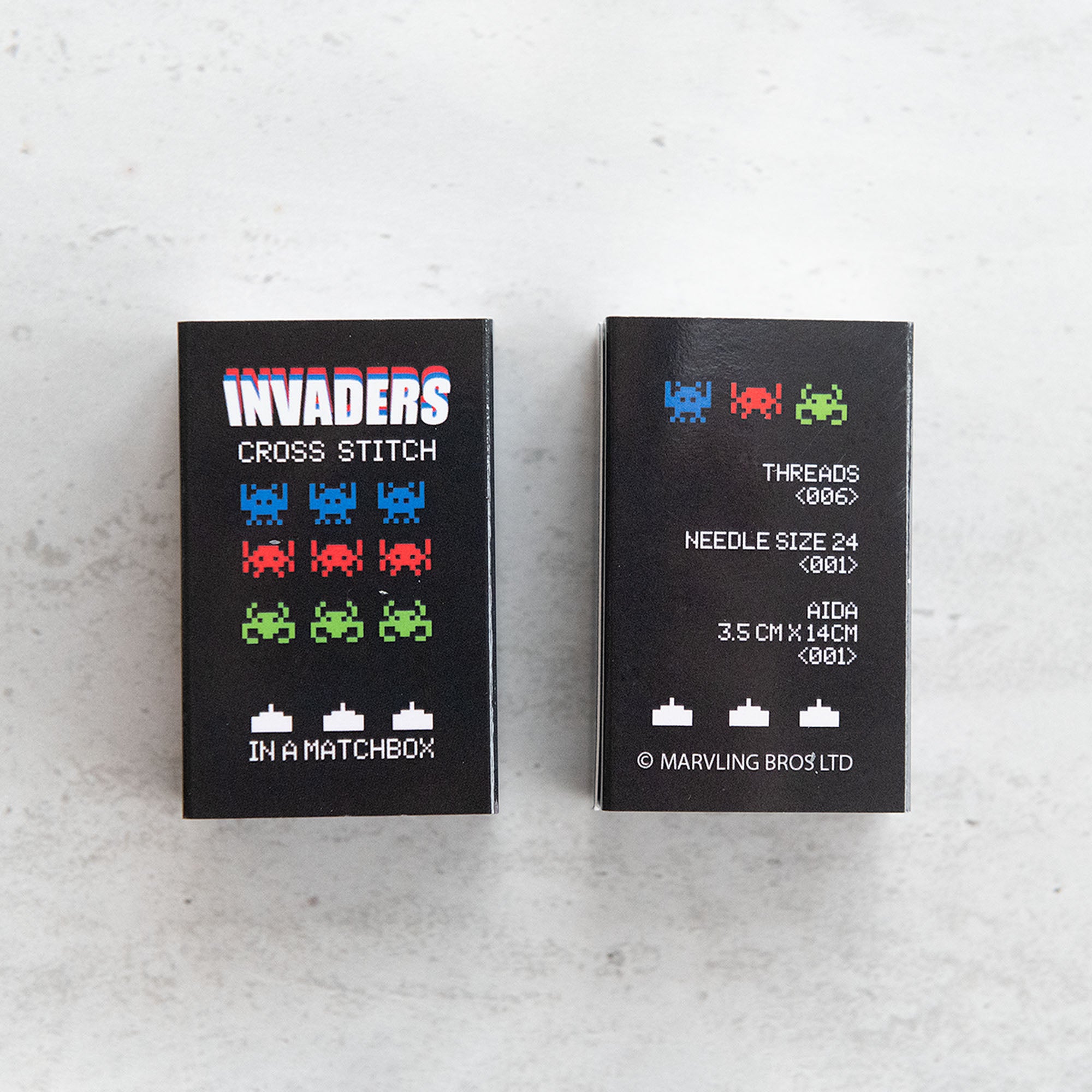 Space Invaders Cross Stitch RGB In A Matchbox