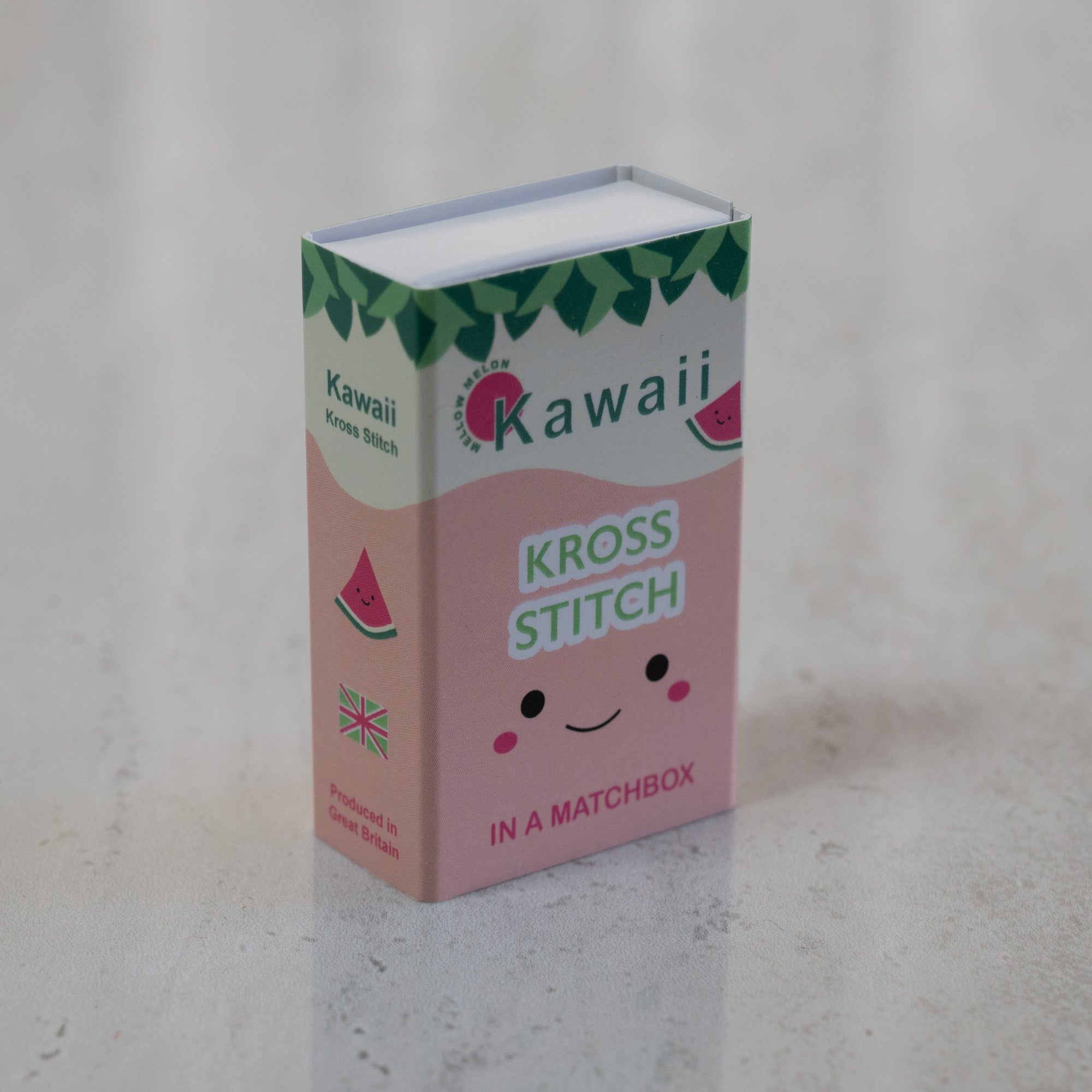 Mini Cross Stitch Kit With Kawaii Watermelon In A Matchbox