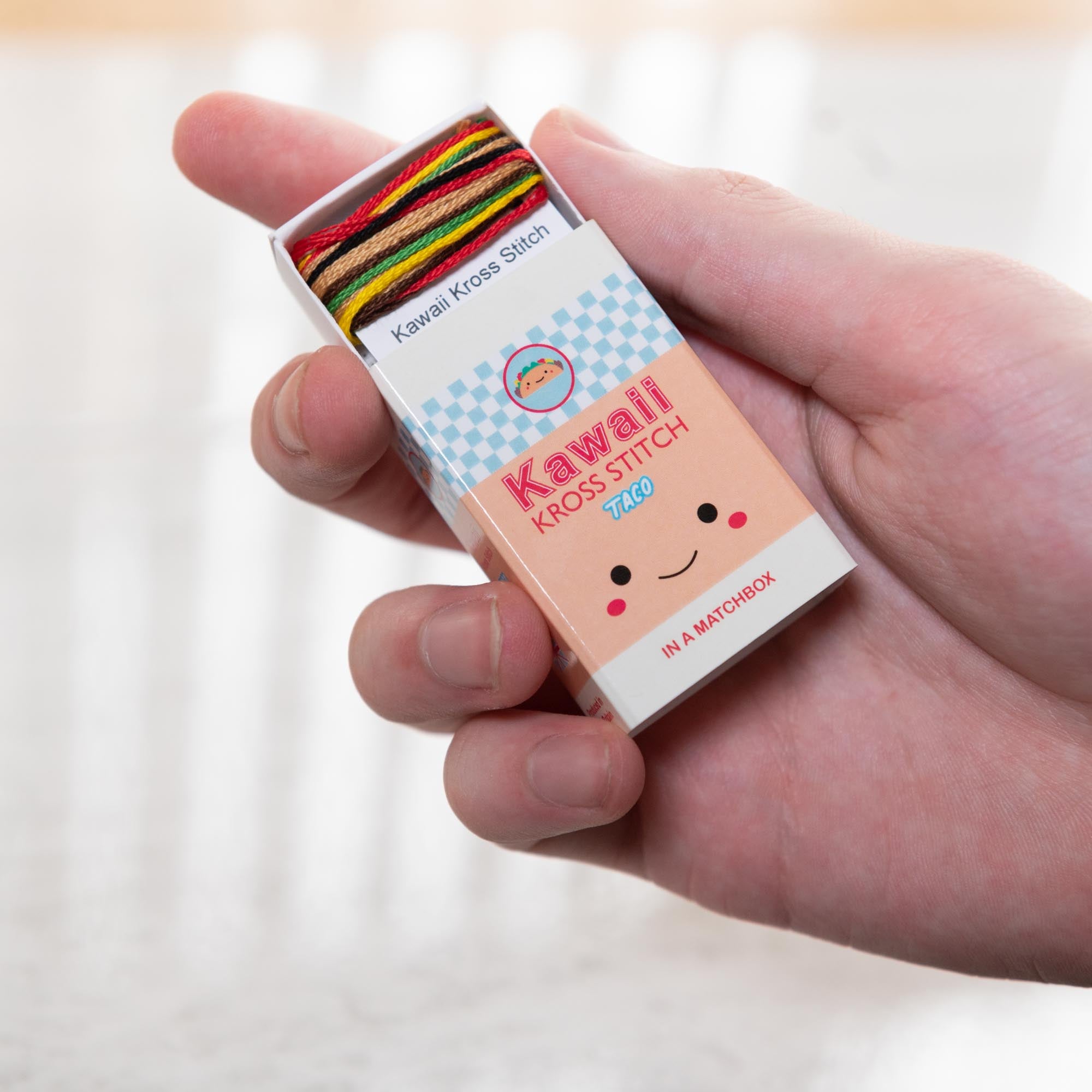 Mini Cross Stitch Kit With Kawaii Taco In A Matchbox