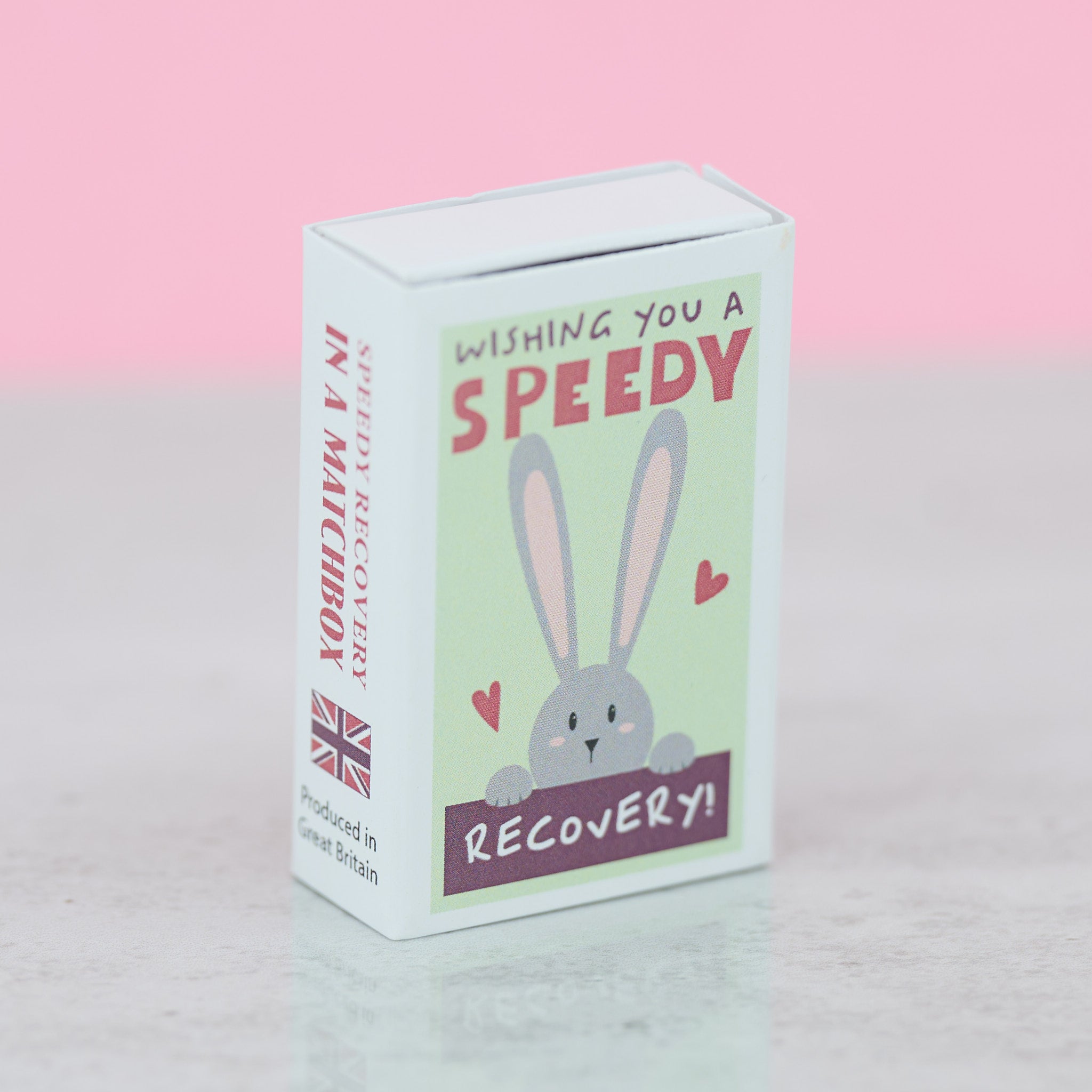 Wishing You a Speedy Recovery Wool Felt Rabbit In A Matchbox