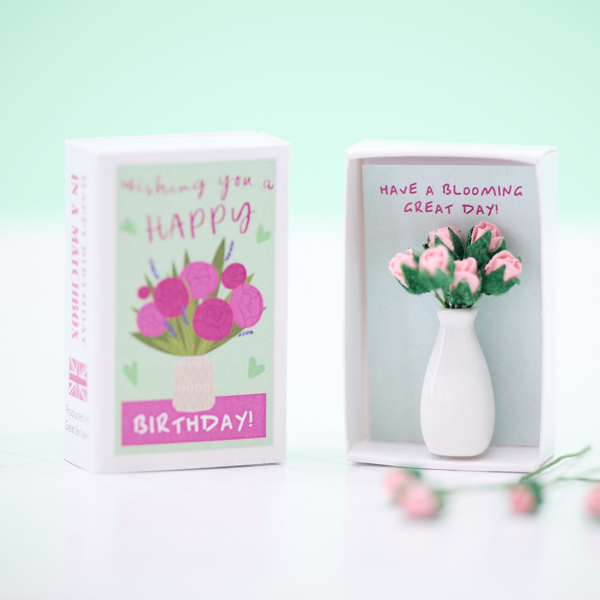 Happy Birthday Vase Of Roses In A Matchbox