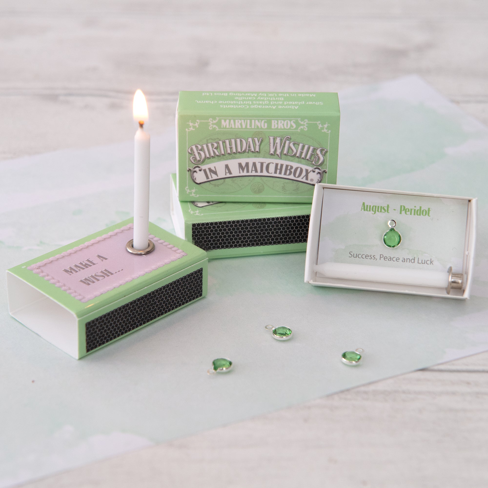 August Peridot Birthstone And Birthday Candle Gift