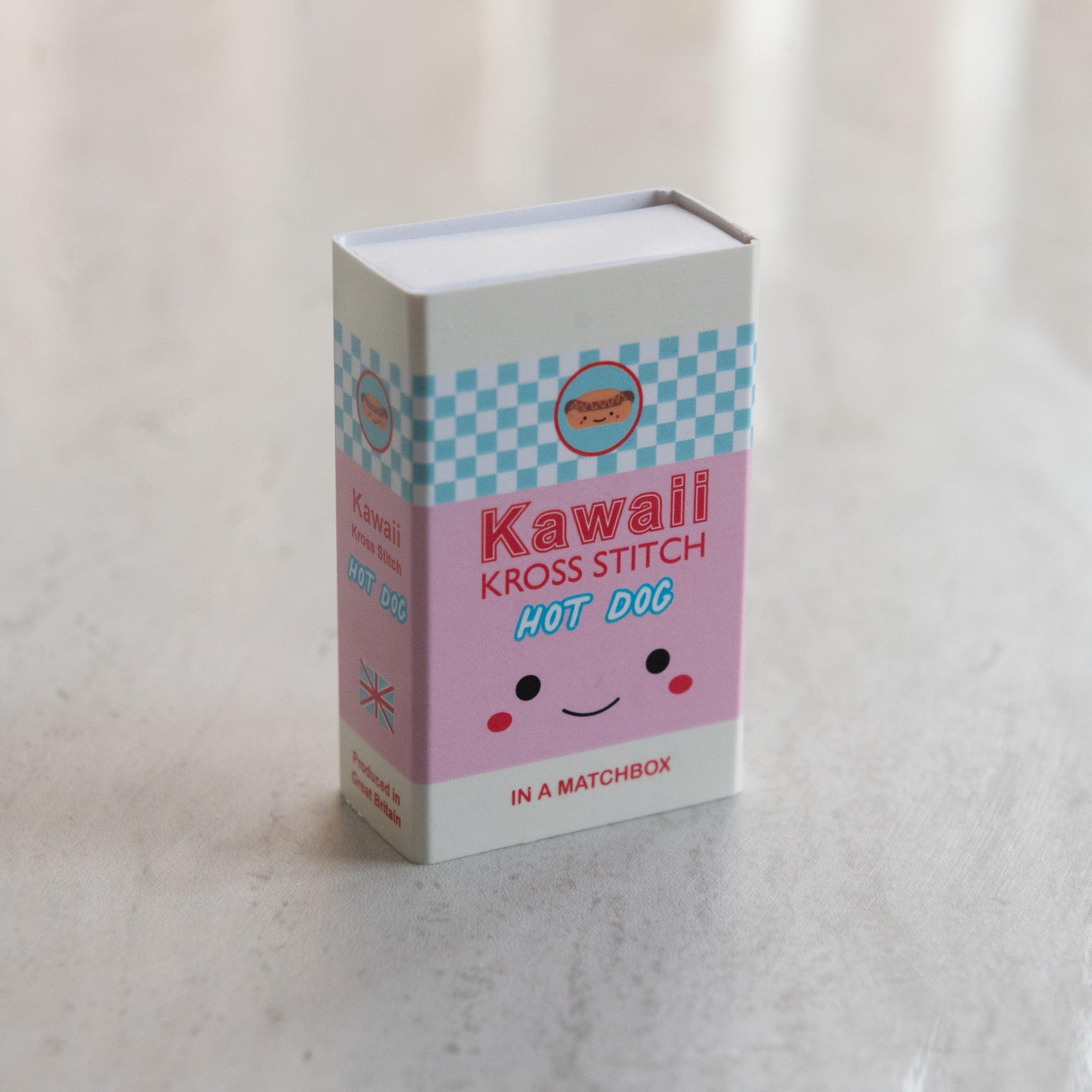Mini Cross Stitch Kit With Kawaii Hot Dog In A Matchbox