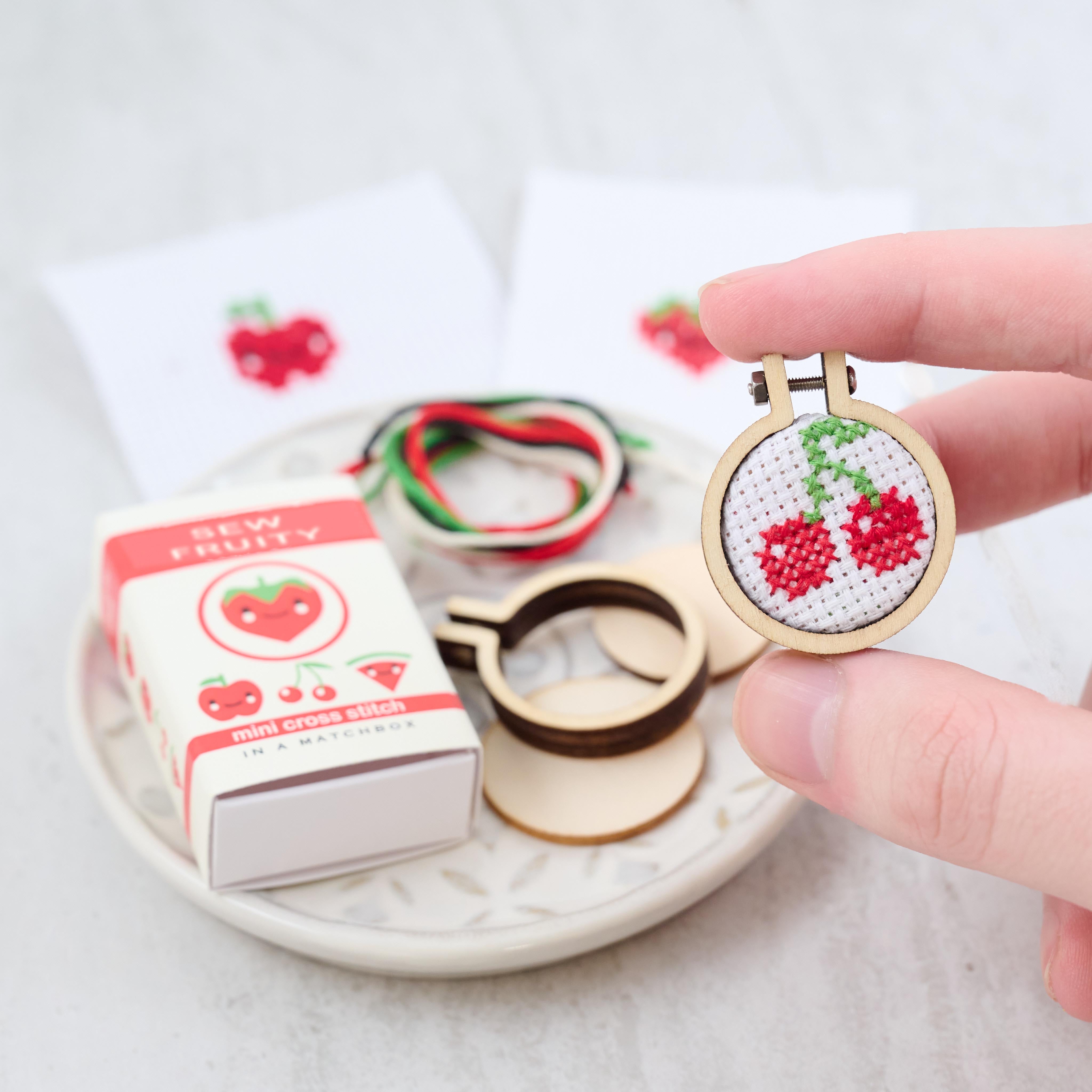 Sew Fruity Mini Cross Stitch Kit With Hoop In A Matchbox