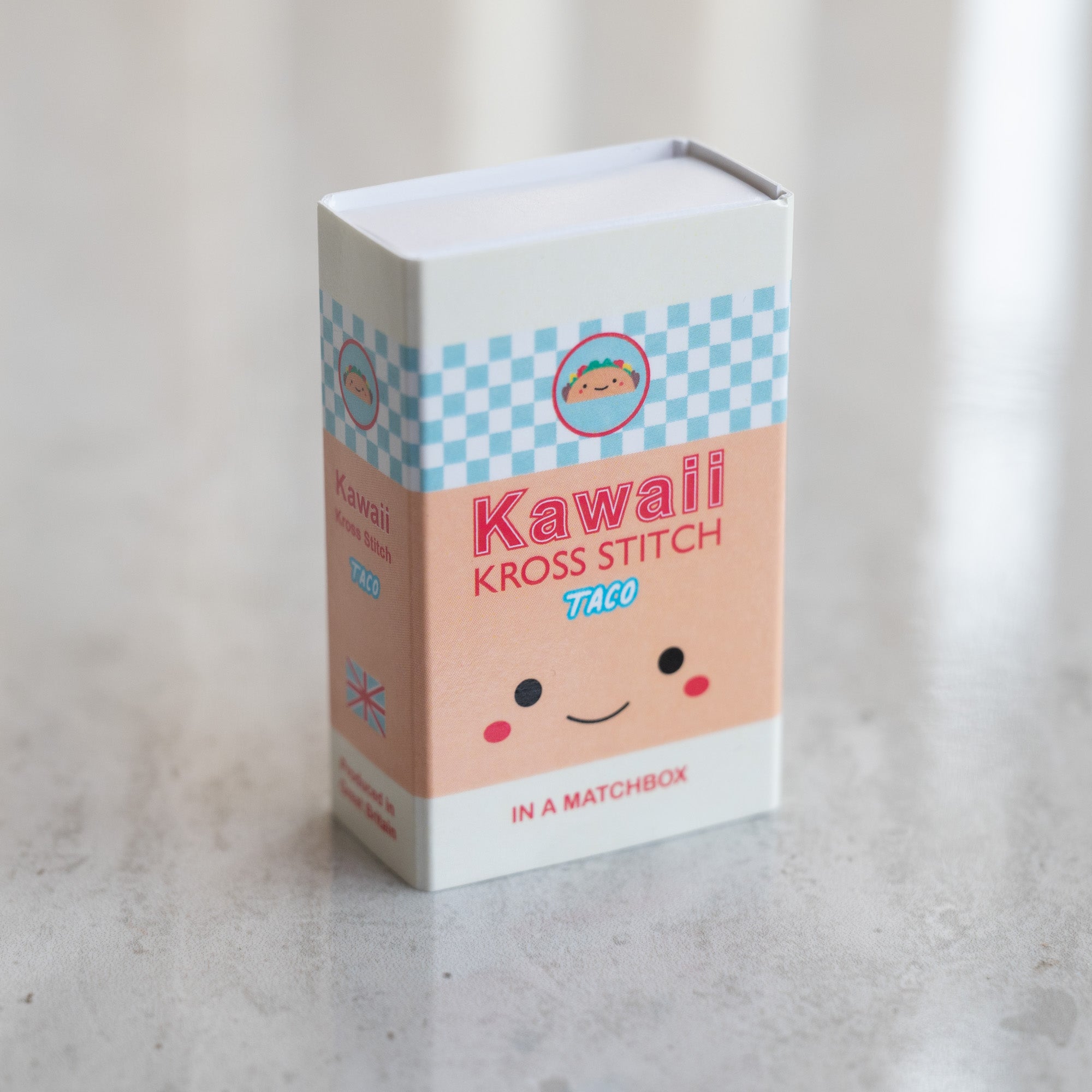 Mini Cross Stitch Kit With Kawaii Taco In A Matchbox